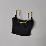 Women's Sexy Backless Yoga Sports Vest Fixed One-Piece Cup Contrast Suspender Beautiful Back Fitness Bra for Active Wear