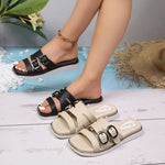 Women summer fashion golden buckle anti-slip, lightweight, comfortable, breathable round-toed indoor and outdoor slippers