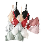 Floral Lace Bra Push-Up Bra For Women Lace Bralette Female Sexy Lingerie V-Neck Brassiere Wire Free Light Pads Underwear