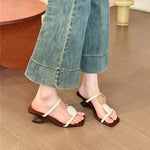Square Toe Slippers Women High Heels Sandals Open Toe Shoes 2026 Summer Casual Beach Pumps Sexy Pumps