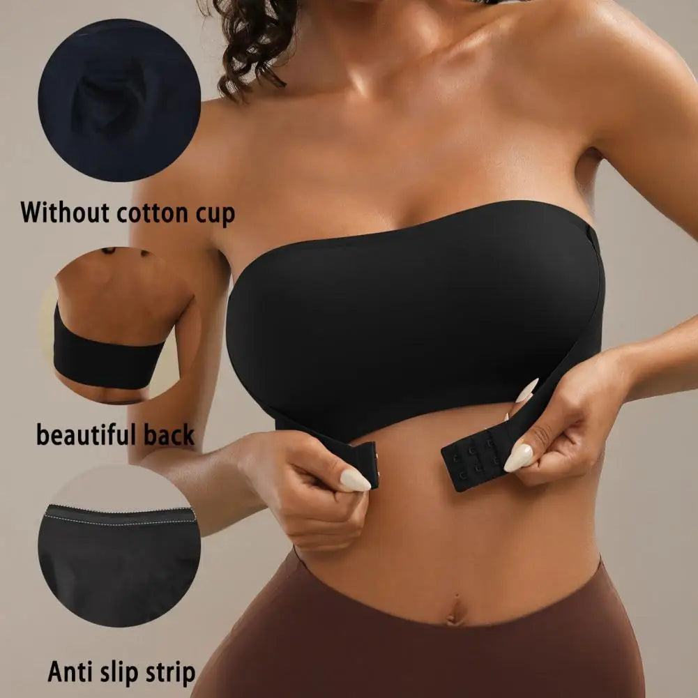 Comfort Tube Top Strapless Bra for Women Push Up Non-Slip Bandeau No Underwire Front Closure Bralette