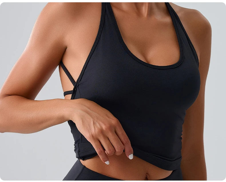 Women Sports Underwear Beautiful Back Cross Back Fitness Sports Bra Top Gym Yoga Athletic Tight Workout Jog Soft With Chest Pad