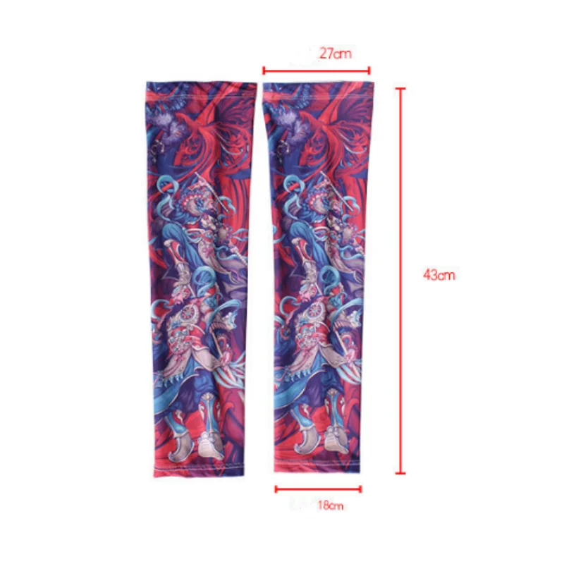 Ice Silk Tattoo Sleeve Men Women Summer Tattoo Sleeve UV Solar Arm Covers Cycling Cuff Quick Drying Cool Anti-Sunburn Arm Sleeve