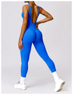 Seamless One-piece Suit Women Sports Jumpsuit Push up Yoga Suit Backless Sportswear Set Women Sleeveles Workout Bodysuits Female