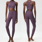 Yoga Set 2 Pieces Women's High Waisted Leggings Sports Vest Exercise Clothing Workout Outfits Fitness Sportswear Gym Tracksuit