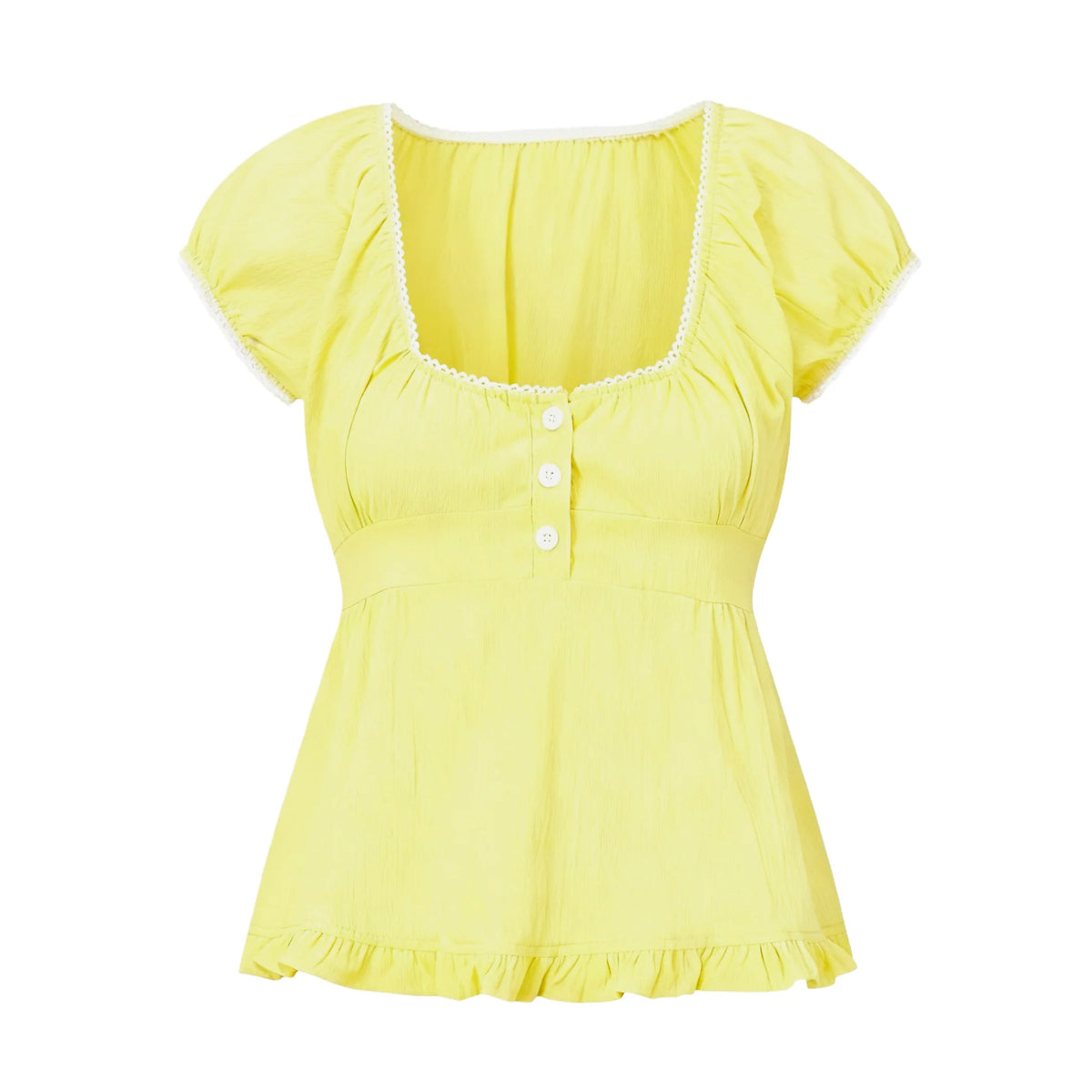 Summer Women Short Sleeve T-shirt Solid Color Low-necked Pleated Hem Casual Tops Y2K Retro Shirts