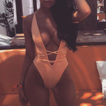 Sexy Deep V Neck Wrap Around Female Swimwear One Piece Swimsuit Women Backless Monokini High Leg Cut Bathing Suit Swim Beachwear