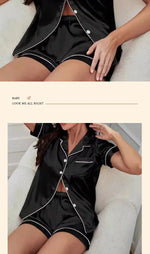 Sweet Simple Ice Silk Pajamas for WomenThin Short-sleeved Home Clothes Suit Nightwear Women's Pajamas Set Nightie Summer