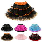 Women's Color Block Ruffled Tulle Skirts Multiple Layers Elastic High Waisted Tutu Skirt Fluffy Halloween Carnival Party Skirts