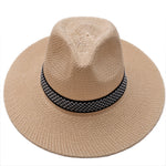 Men's Straw Woven Top Hat Wide Brim Sun Cap Summer Casual Outdoor Holiday