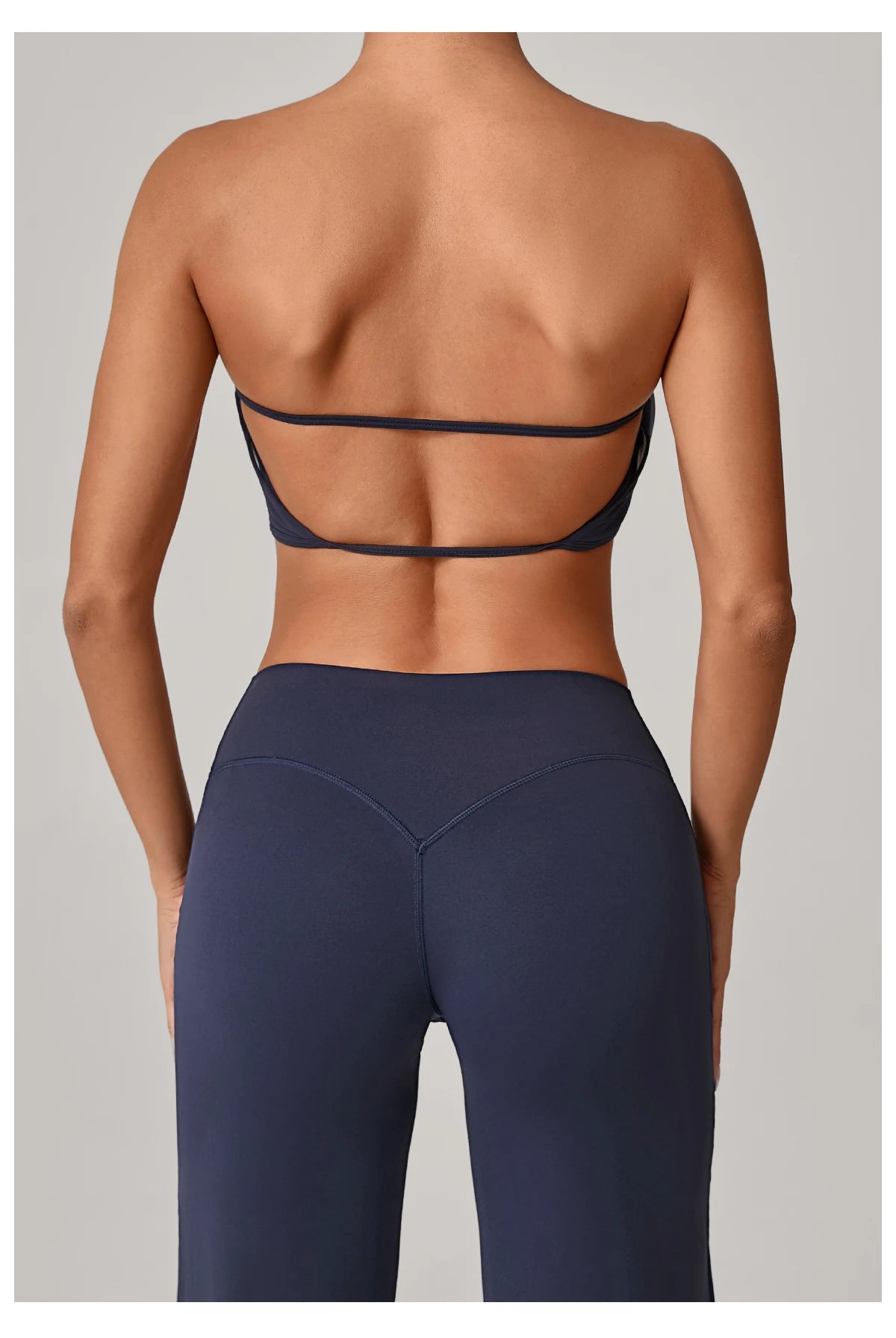 Padded Backless Bandeau Sports Bra Gym Women Crop Tube Top Seamless Yoga Top Sexy Workout Sportswear Push-up Fitness Underwear