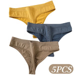 5Pcs/SetWomen Panties Low Rise G-String Thongs Seamless Underwear Female Underpants Sexy Lingerie Solid Color Bottom M-XL