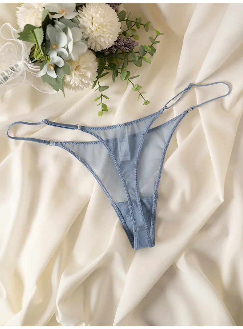 Lace Mesh Women Briefs Sexy Thong Transparent Panties Underwear Low Waist Girls G String Seamless Lingerie Fitness T Back
