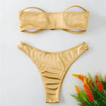 Sexy U Shaped Bandeau Bikinis Sets Mujer Strapless Swimwear Women Gold Swimsuit Bathing Suit Biquinis Brazilian Bikini Swim 2026