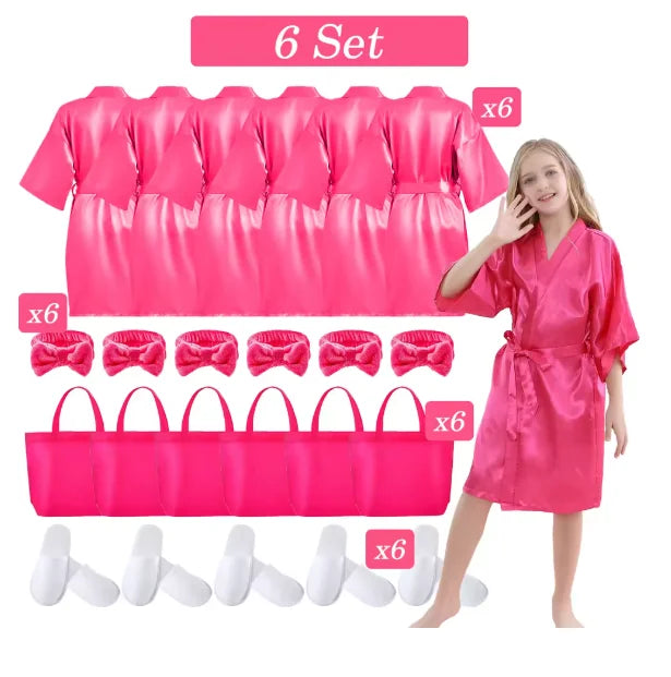6-15 Set Muti Colors Spa Party Robe for Girls Kids Birthday Party Supplies Favors Spa Day Robes Gowns Sleepover Pyjama Party