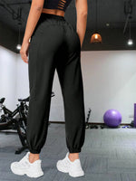 Loose running and fitness pants, women's side pockets, outdoor casual sports pants, ankle tied yoga pants