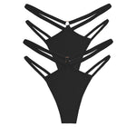 2PCS Women Sexy Cotton Panties Two Belts Hollow Out G-String Thongs Breathable Underwear for Female Solid Color Lingerie S-XL