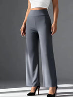 Women's Fitness Straight Pants High Waist Tummy Control Loose Yoga Trousers Gray Booty Lifting Straight Sweatpants Street Style