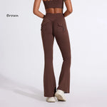 DIAS FIT JOY Women's pocket bell bottoms yoga high waisted hip lifting fitness pants quick drying running exercise fitness gym