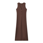 Fall Summer Knit Vest Women Elegant Sleeveless Button Vest Solid Summer Long Cardigans Tops for Casual Daily