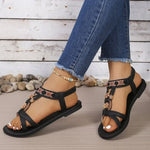 Fashionable bohemian-style flat sandals, casual and comfortable dopamine-colored versatile and vibrant women's shoes