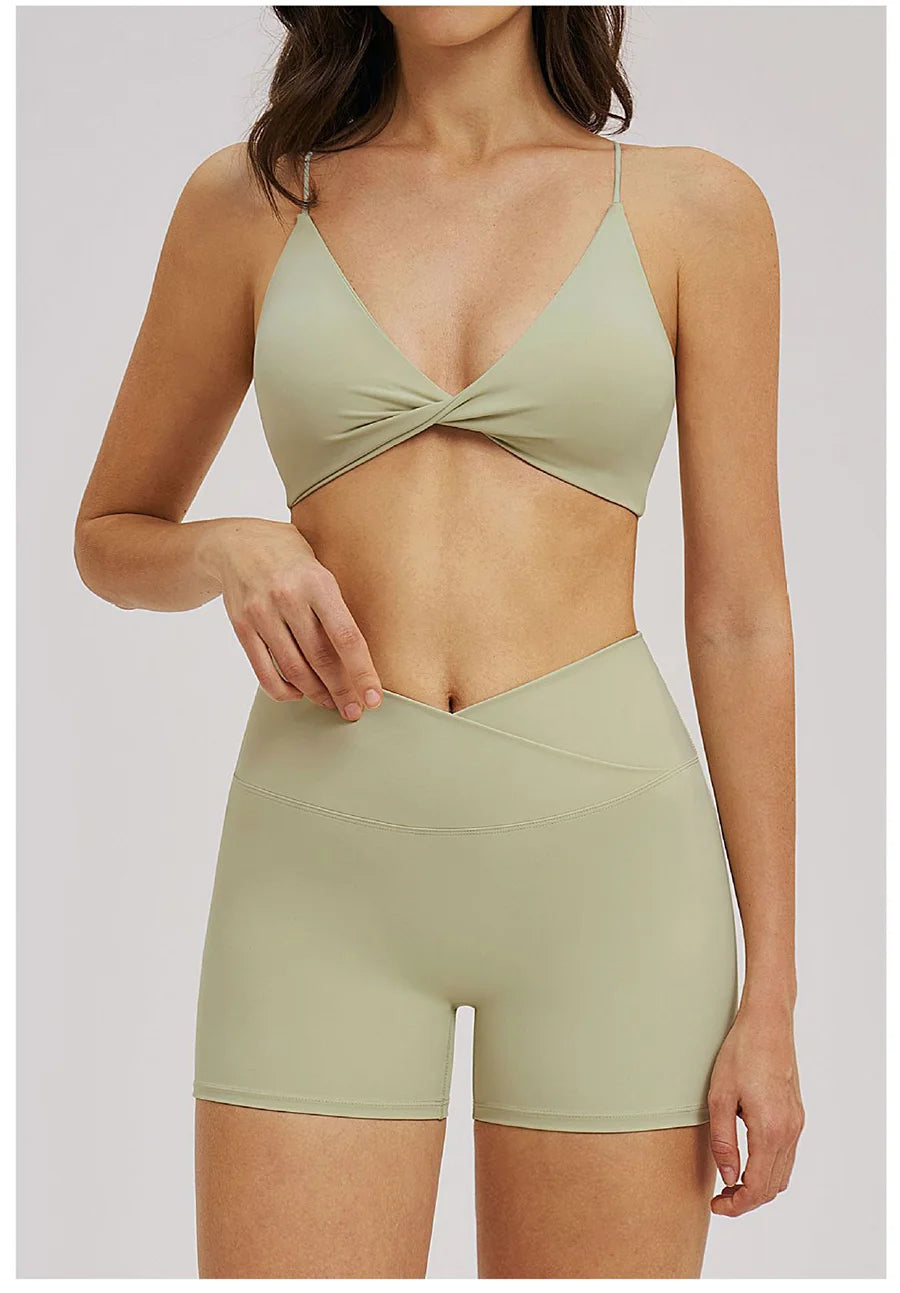 Women 2 Piece Gym Workout Set Female Bra Yoga Shorts Vest Fitness Wear Quick-DrySports Bra Suits Sportswear Tracksuit Outfits