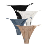4Pcs/Set Women Panties Bikini G-String Seamless Underwear Sexy Lingerie Low Rise Solid Color T-back Female High Cut Panty