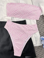 Wave Striped Bikinis High Waist Bikini Female Bandeau Swimsuit Women Swimwear Two-pieces Bikini Set Bathing Suit Swim Beach Wear