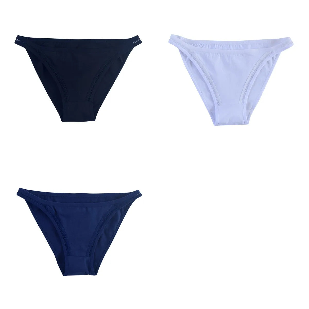 3Pcs/Set Women's Cotton Low-Rise Briefs with Mesh Side Panels Brazilian Panties Sexy Lingerie Comfy Breathable Underwear M-XL