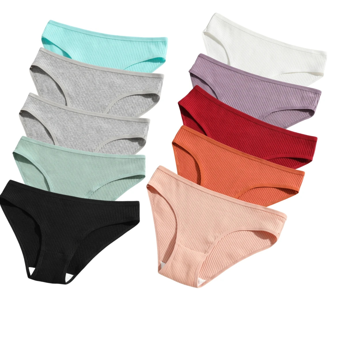 10Pcs/Set Women Cotton Briefs Breathable Panties Low Waist Briefs Sports Solid Soft Skin-Friendly Underwear Daily Wear S-XXL