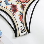 Sexy One-piece Swimsuit with Skirt Swimwear Women Flower Bird Print Body Bathing Suit Beach Swim Pool 2024 Female Swimming Suit