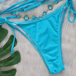 DEKA Brazilian Diamond Bikini Set Women Halter Blue Swimwear Female Swimsuit Bandage Bikini SetBathing Suit Swim Beach Wear