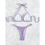S- XL Leopard Halter Mini Micro Thong Bikini Women Swimwear Female Swimsuit Two-pieces Bikini Set Bather Bathing Suit Swim V5207