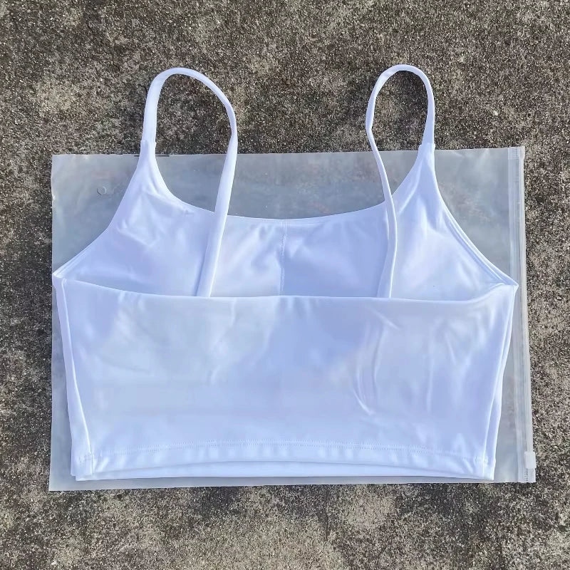 Sexy Solid Color Women's Tight Athletic Spaghetti Strap Gym Underwear Comprehensive Training Training Sports Bra Soft Yoga Top