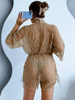2024 3PCS Lace Hollow Out Bikini For Women Sexy Swimwear Female Pleated Cover Up Swimsuit Beach Wear New Brazilian Bathing Suit