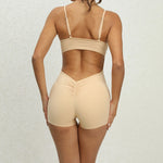 Yoga Jumpsuit Seamless Sports Jumpsuit Set Woman Gym Short Sets Backless Fitness Suit Elastic Workout Clothes for Women Bodysuit