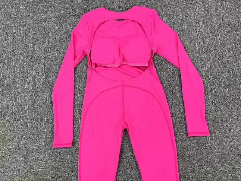 Women's Seamless Yoga Jumpsuits Backless Sexy Long-Sleeved One-Piece Butt-Lifting Gym Nude Feel Workout Gym Training Bodysuits