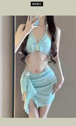 New 2025 Sexy Split Swimsuit Women's Bikini Three Piece Set Niche Release Vacation Style Hot Beach Swimwears Slimming