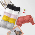 Women Floral Lace Tube Top Wireless Bra Sexy Lingerie Strapless Bralette Solid Color Crop Top Female Padded Bandeau Padded Bra