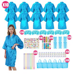 6-15Pcs Spa Party Robes for Girls Supplies Favors Kids Gowns Robe Soft Spa Headband Sleepover Birthday Party