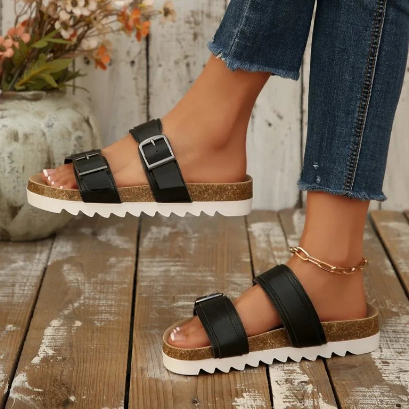 and Slippers 2026 Spring and Summer New Metal Buckle Beach Shoes for Women