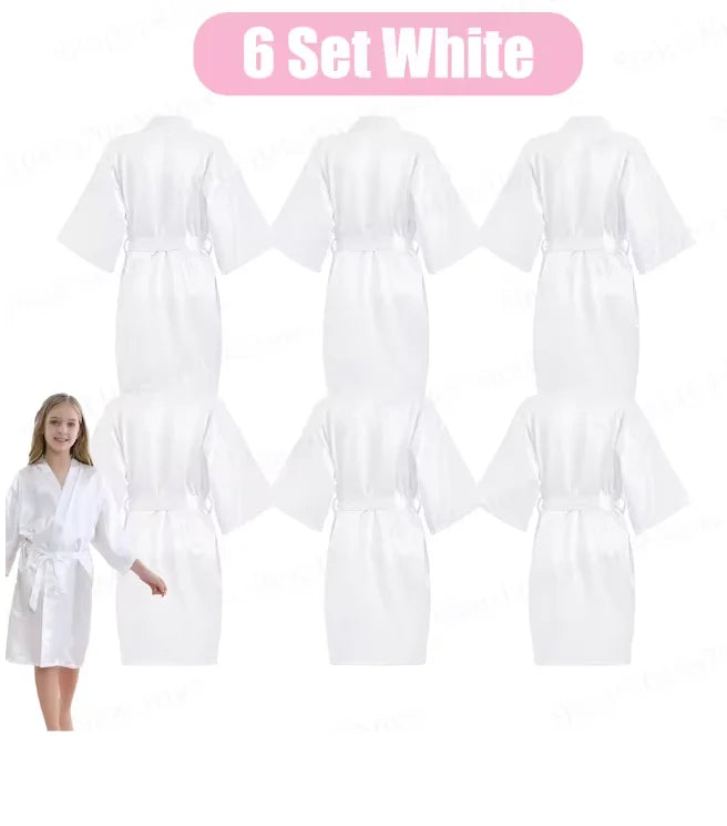 6-15Pcs Multicolors Spa Robes for Girls Spa Birthday Kimono for Girls Soft Silk Satin Slumber Sleepover Pyjama Party Supplies