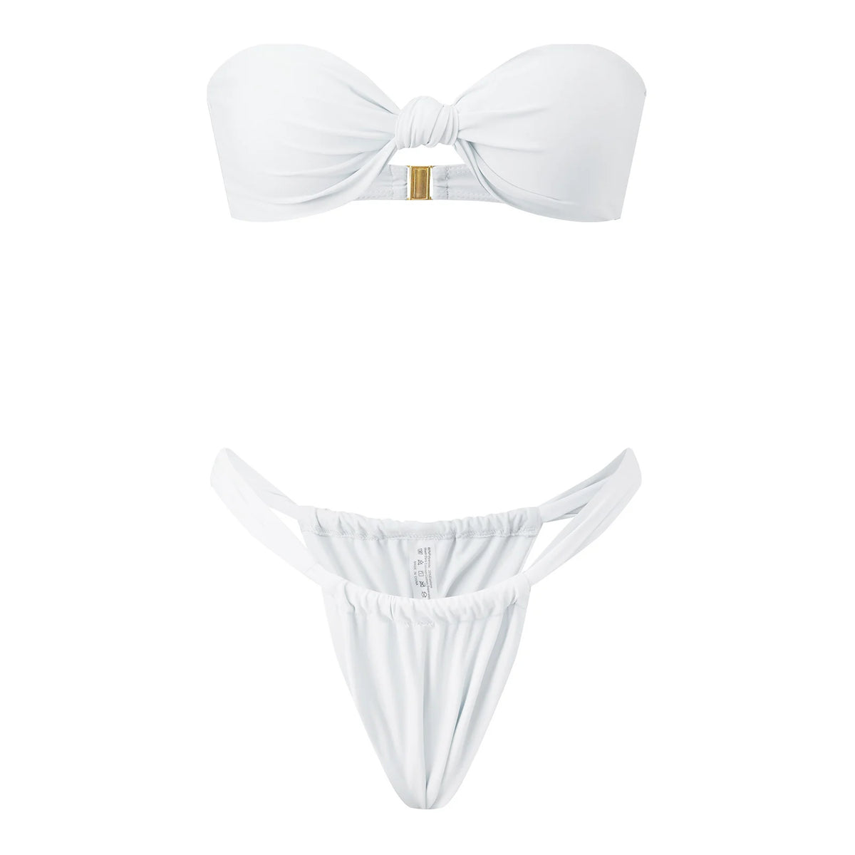 Women Summer 2-Piece Swimsuits Knot Front Strapless Bikini Bra and Elastic Bottoms Sets for Beachwear Bathing Suit