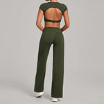 Women's Seamless Yoga Sets Sports Fitness Short-sleeved Loose Hip-lifting Pants Tracksuits Workout Gym Training Slim Fit Sets