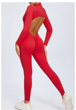 Women Sportwear Yoga Jumpsuit Zip Long Sleeve Back Open Outfit Fitness Tracksuit Tight One-piece Gym Overalls Sports Bodysuit