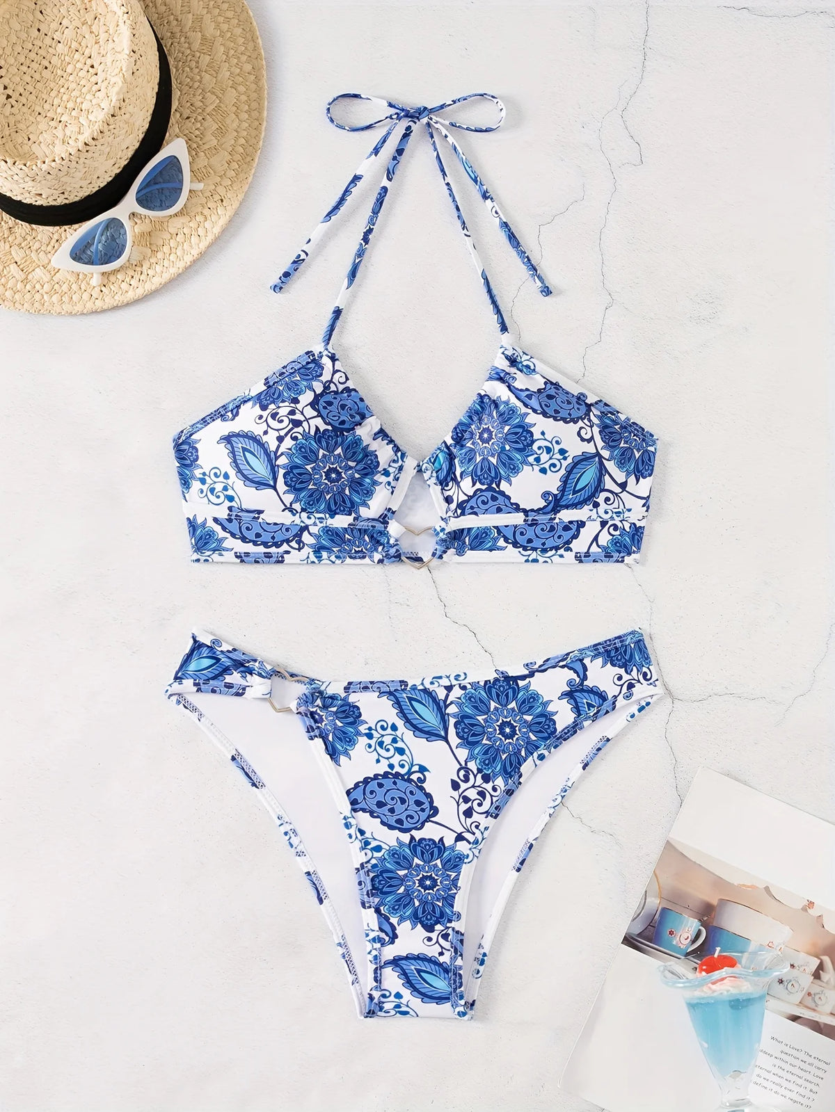 ZTVitality Sexy Print Bikini Set 2025 New Arrival Padded Bra Halter Bandage Swimsuit Women's Swimwear Summer Biquini Beachwear