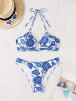 ZTVitality Sexy Print Bikini Set 2025 New Arrival Padded Bra Halter Bandage Swimsuit Women's Swimwear Summer Biquini Beachwear