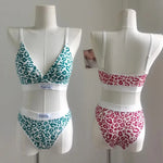 Women Push-Up Bra And Panties Set V-neck Non-wire Bra Low Waist Briefs Female Sexy Lingerie Cotton Leopard Print Underwear Set