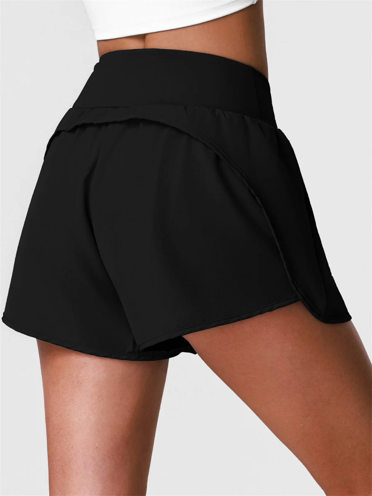 Summer Breathable Yoga Shorts V High Waist Pocket Loose Sports Pants Quick Drying Hip Lifting Running Training Fitness Shorts