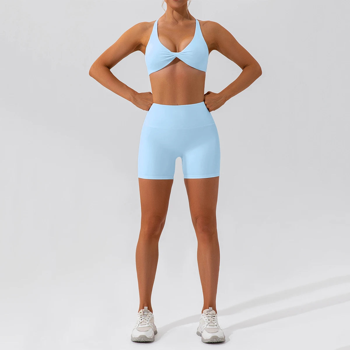 Hearuisavy Summer 2PCS Long Sleeve Gym Set Women Yoga Clothes Quick-Drying Sportswear Running Leggings Workout Sports Crop Top